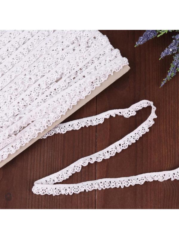 Тесьма вязаная, на резинке, 12 мм, 9 ± 0,5 м, цвет белый