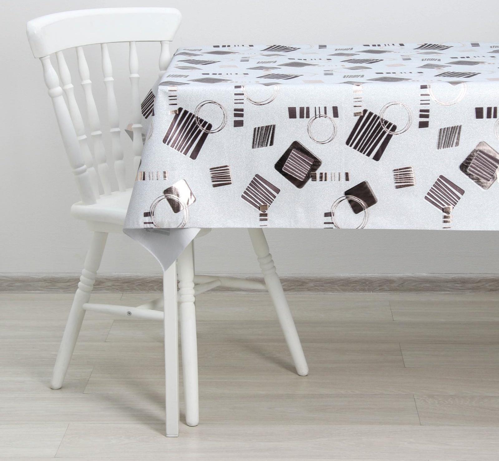 Клеёнка столовая на тканевой основе «Абстракция», ширина 137 см, рулон 20 м, цвет серебряный