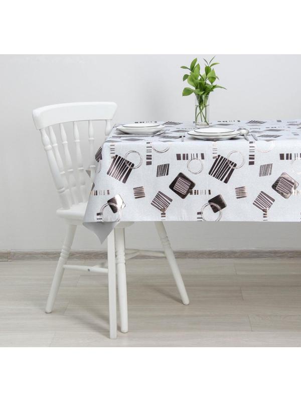 Клеёнка столовая на тканевой основе «Абстракция», ширина 137 см, рулон 20 м, цвет серебряный