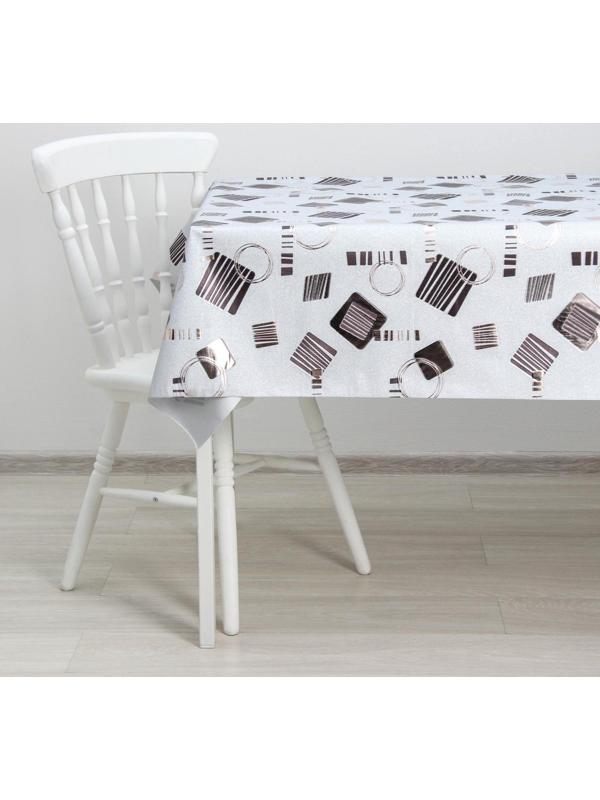 Клеёнка столовая на тканевой основе «Абстракция», ширина 137 см, рулон 20 м, цвет серебряный