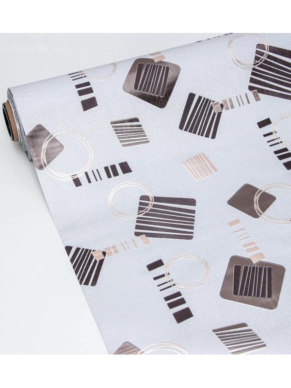 Клеёнка столовая на тканевой основе «Абстракция», ширина 137 см, рулон 20 м, цвет серебряный