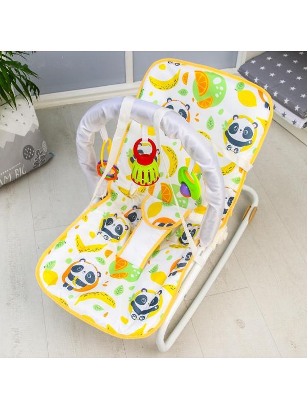 Шезлонг - качалка для новорождённых «Панда», игровая дуга, игрушки МИКС