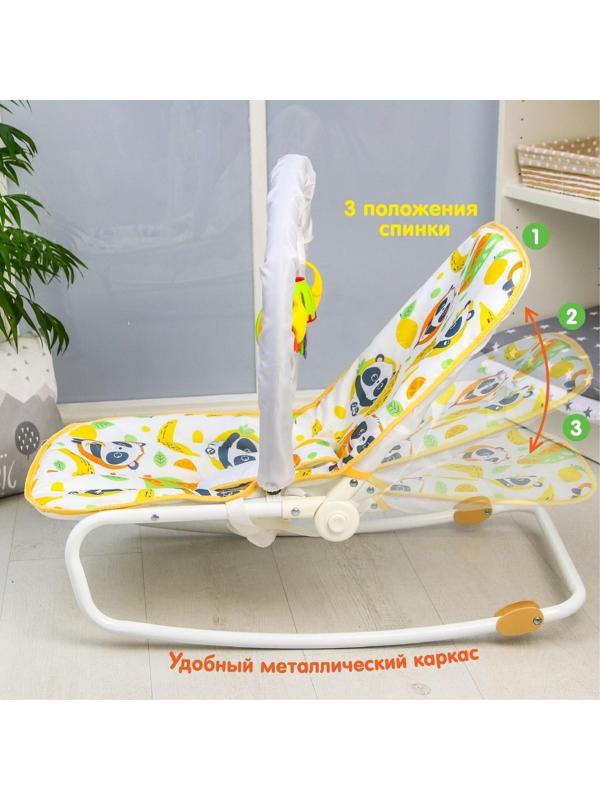 Шезлонг - качалка для новорождённых «Панда», игровая дуга, игрушки МИКС