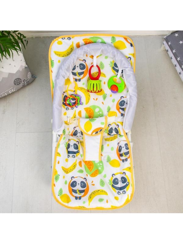 Шезлонг - качалка для новорождённых «Панда», игровая дуга, игрушки МИКС