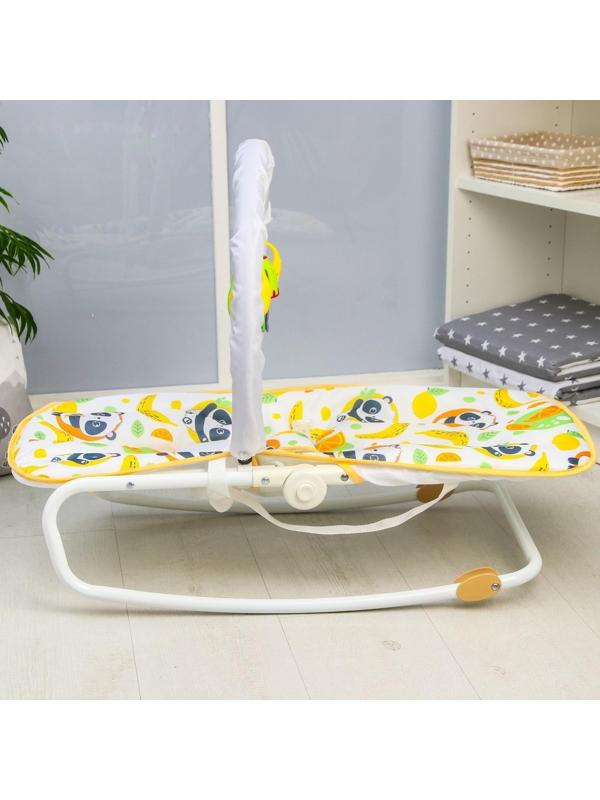 Шезлонг - качалка для новорождённых «Панда», игровая дуга, игрушки МИКС