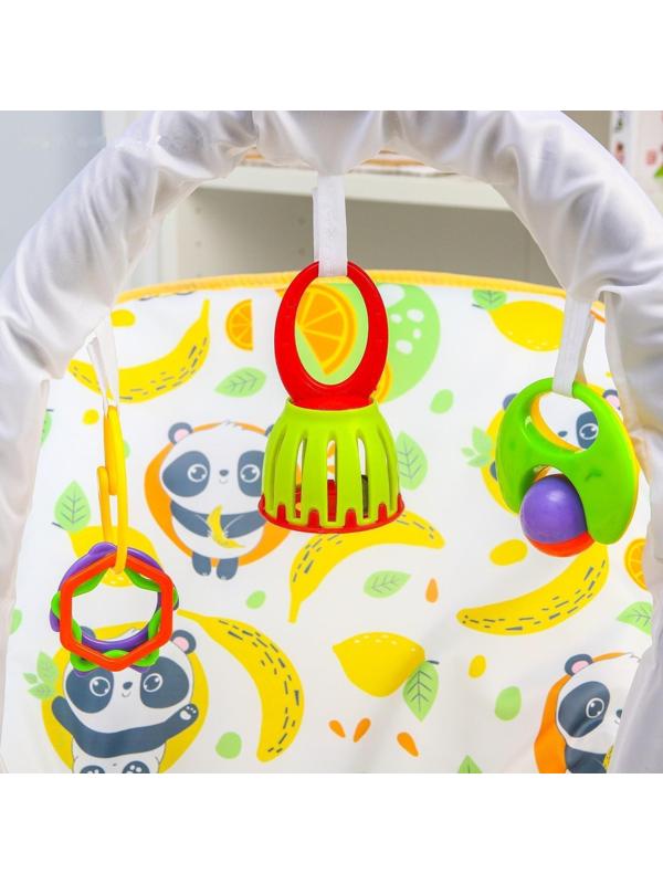 Шезлонг - качалка для новорождённых «Панда», игровая дуга, игрушки МИКС