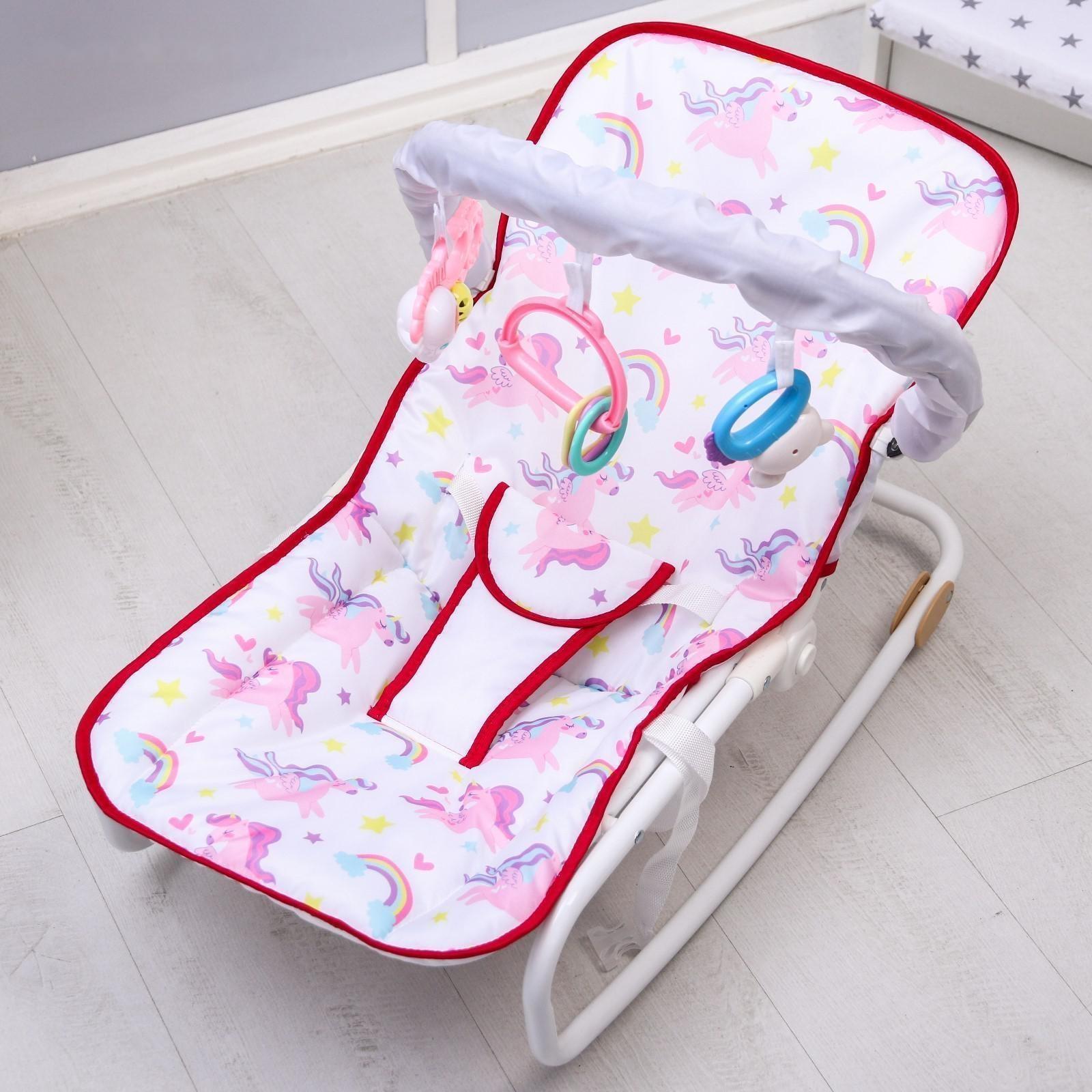 Шезлонг - качалка для новорождённых «Волшебная пони», игровая дуга, игрушки МИКС