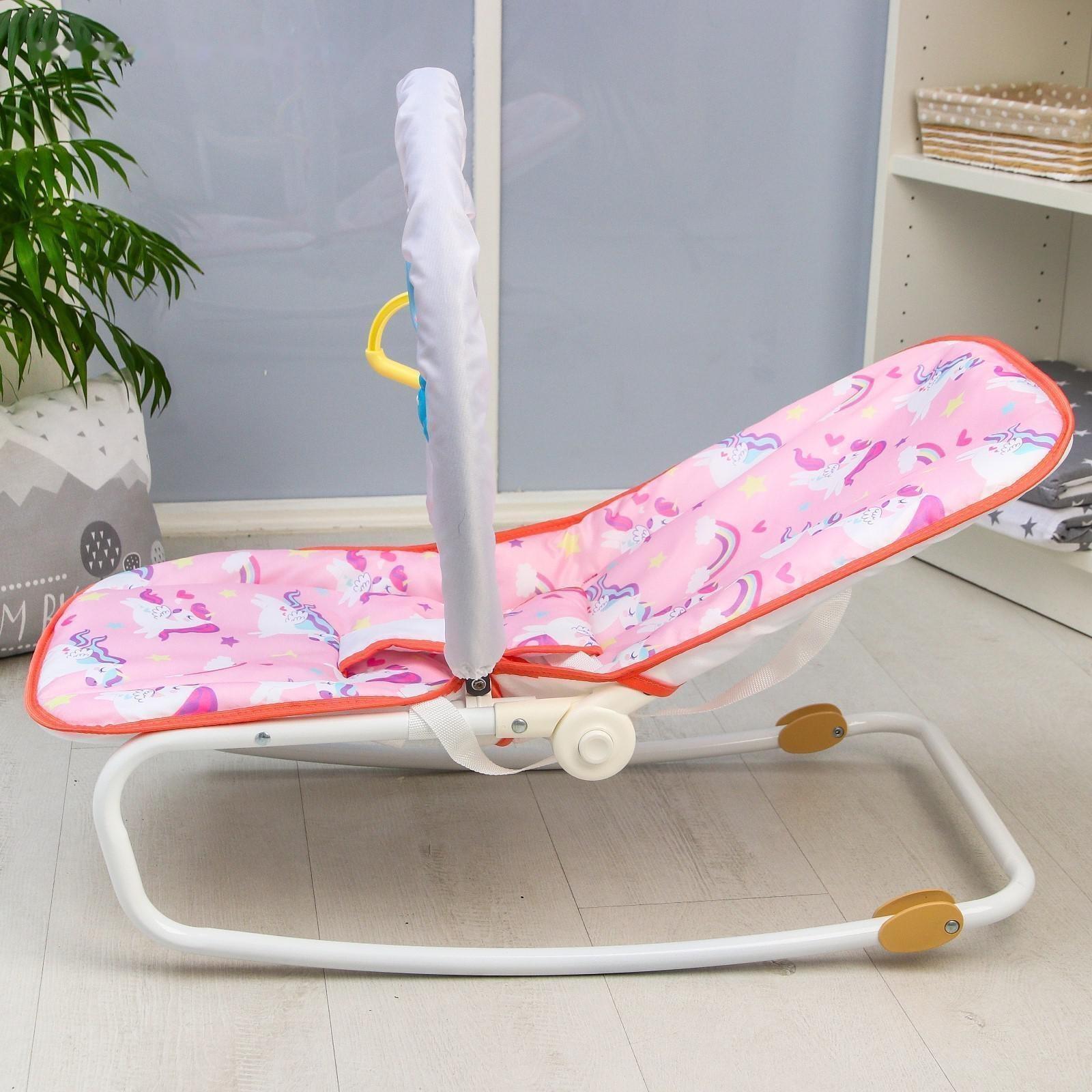 Шезлонг - качалка для новорождённых «Волшебная пони», игровая дуга, игрушки МИКС