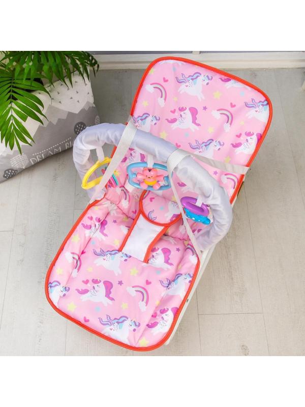 Шезлонг - качалка для новорождённых «Волшебная пони», игровая дуга, игрушки МИКС