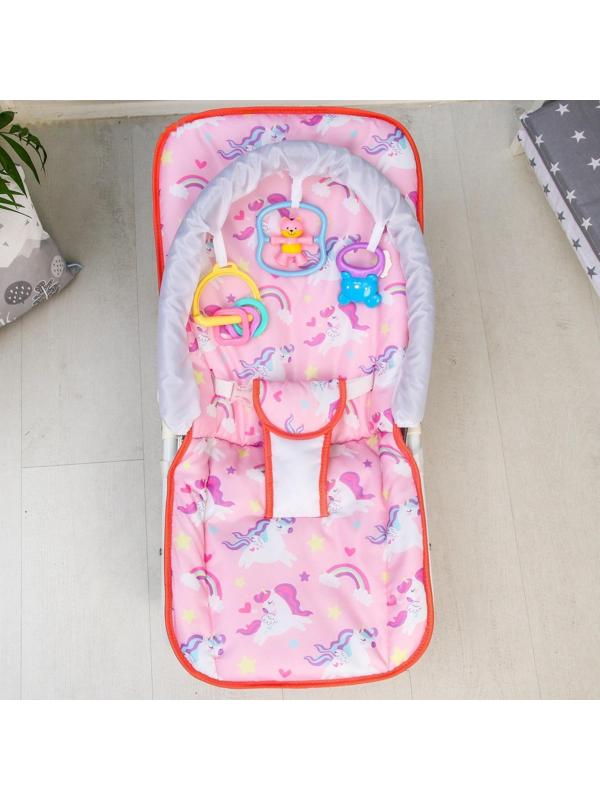 Шезлонг - качалка для новорождённых «Волшебная пони», игровая дуга, игрушки МИКС