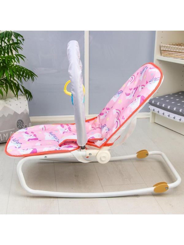 Шезлонг - качалка для новорождённых «Волшебная пони», игровая дуга, игрушки МИКС