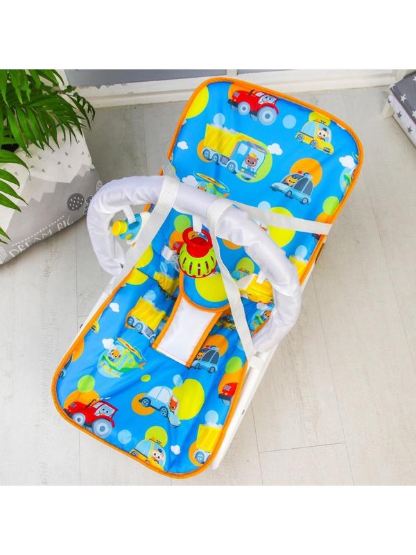 Шезлонг - качалка для новорождённых «Транспорт», игровая дуга, игрушки МИКС