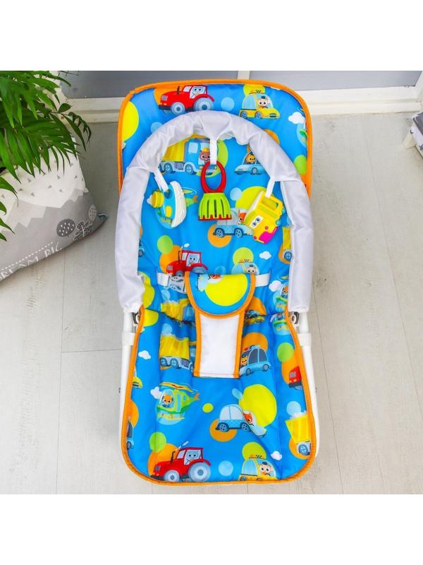 Шезлонг - качалка для новорождённых «Транспорт», игровая дуга, игрушки МИКС