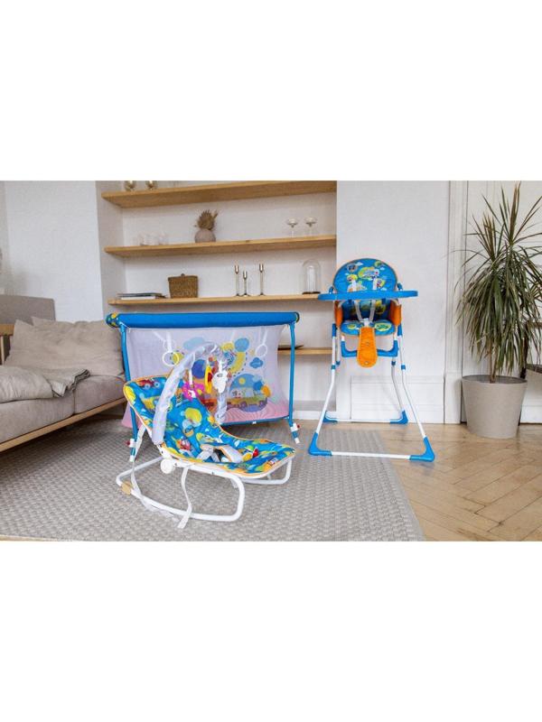 Шезлонг - качалка для новорождённых «Транспорт», игровая дуга, игрушки МИКС