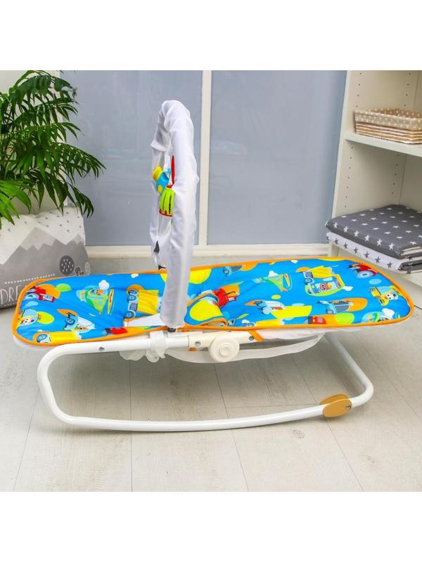 Шезлонг - качалка для новорождённых «Транспорт», игровая дуга, игрушки МИКС