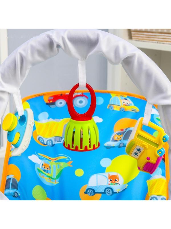 Шезлонг - качалка для новорождённых «Транспорт», игровая дуга, игрушки МИКС