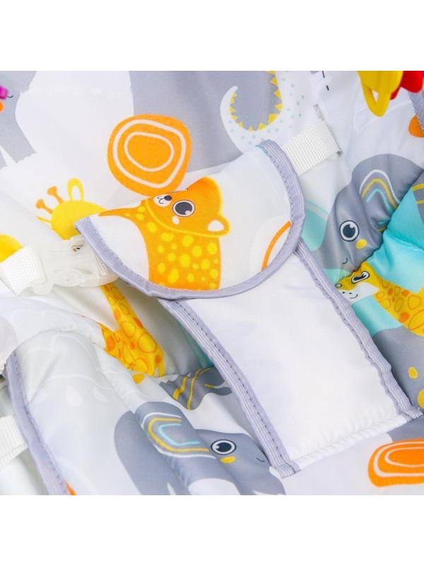 Шезлонг - качалка для новорождённых «Веселые зверята», игровая дуга, игрушки МИКС