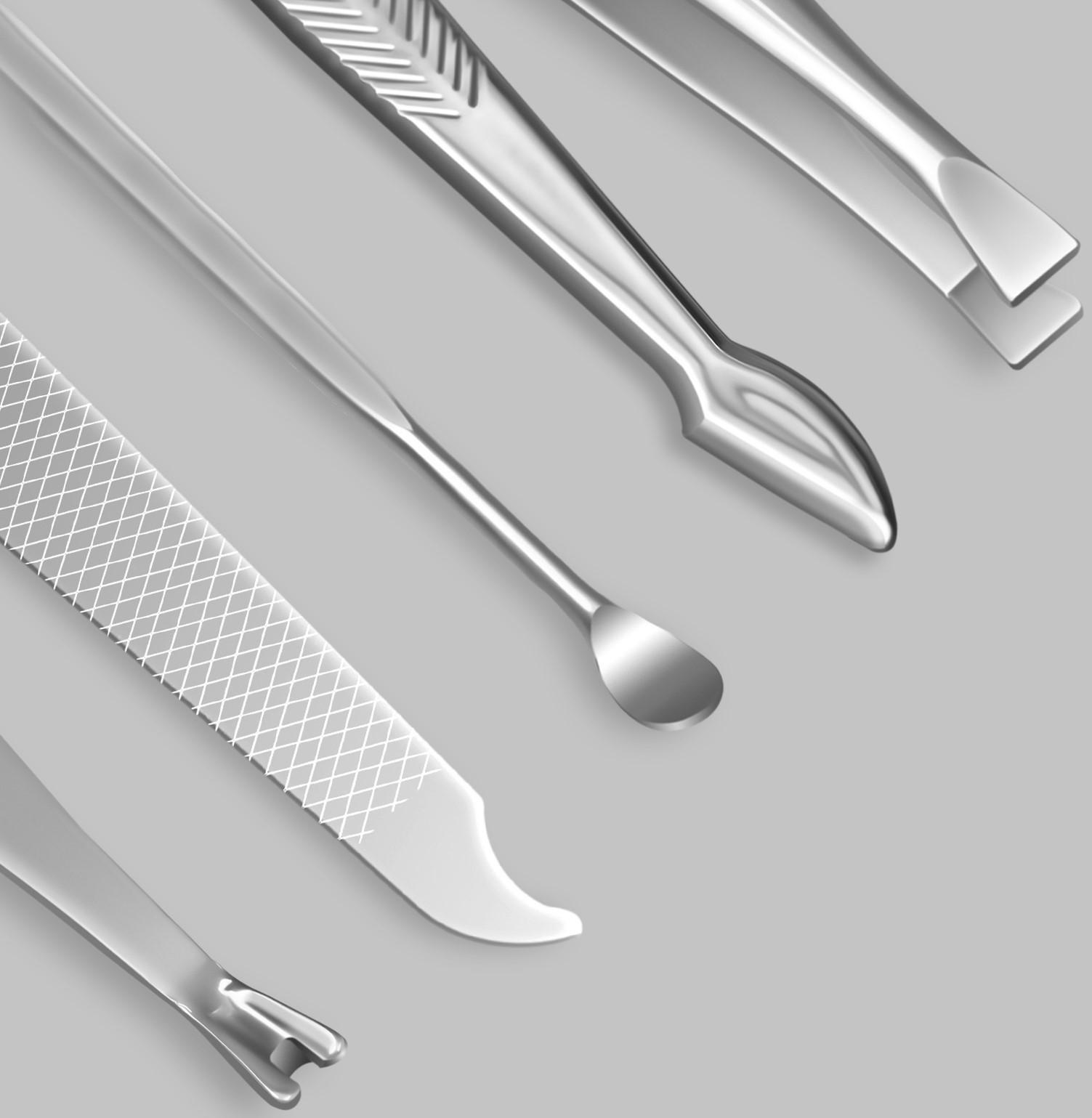 Набор маникюрный «Metallic», 8 предметов, в футляре, цвет бронзовый