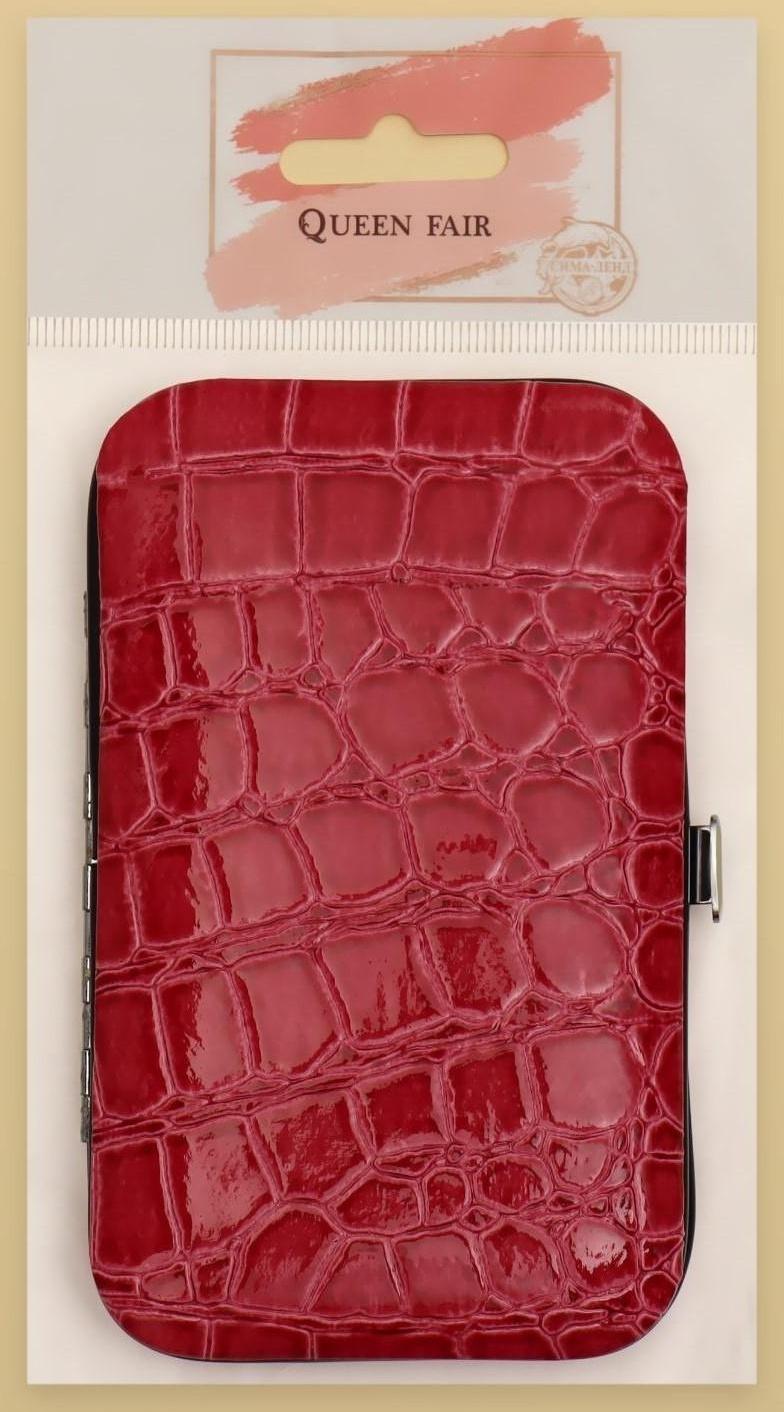 Набор маникюрный «Рептилия», 8 предметов, в футляре, цвет красный