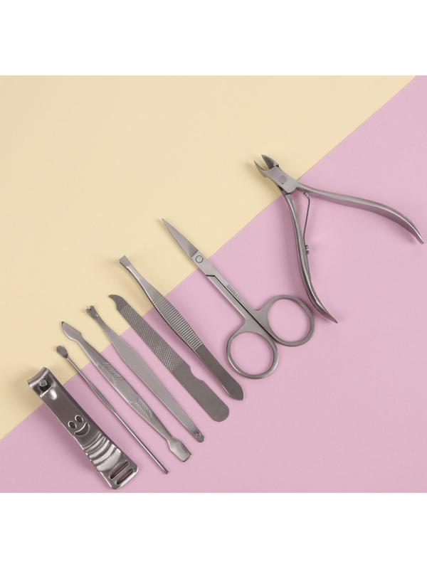 Набор маникюрный «Рептилия», 8 предметов, в футляре, цвет красный