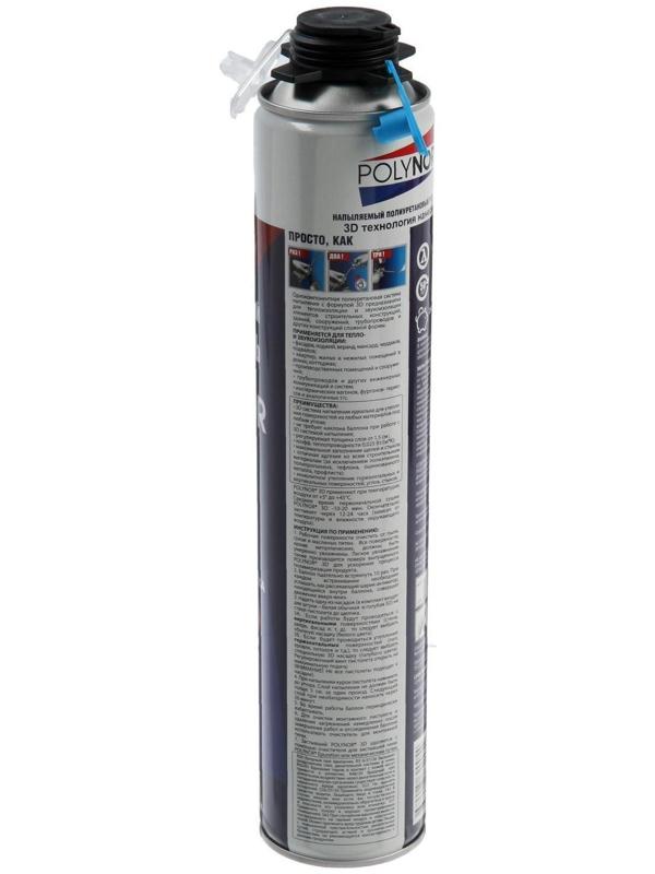 Полиуретановый утеплитель POLYNOR 3D, под пистолет, всесезонный, 890 мл