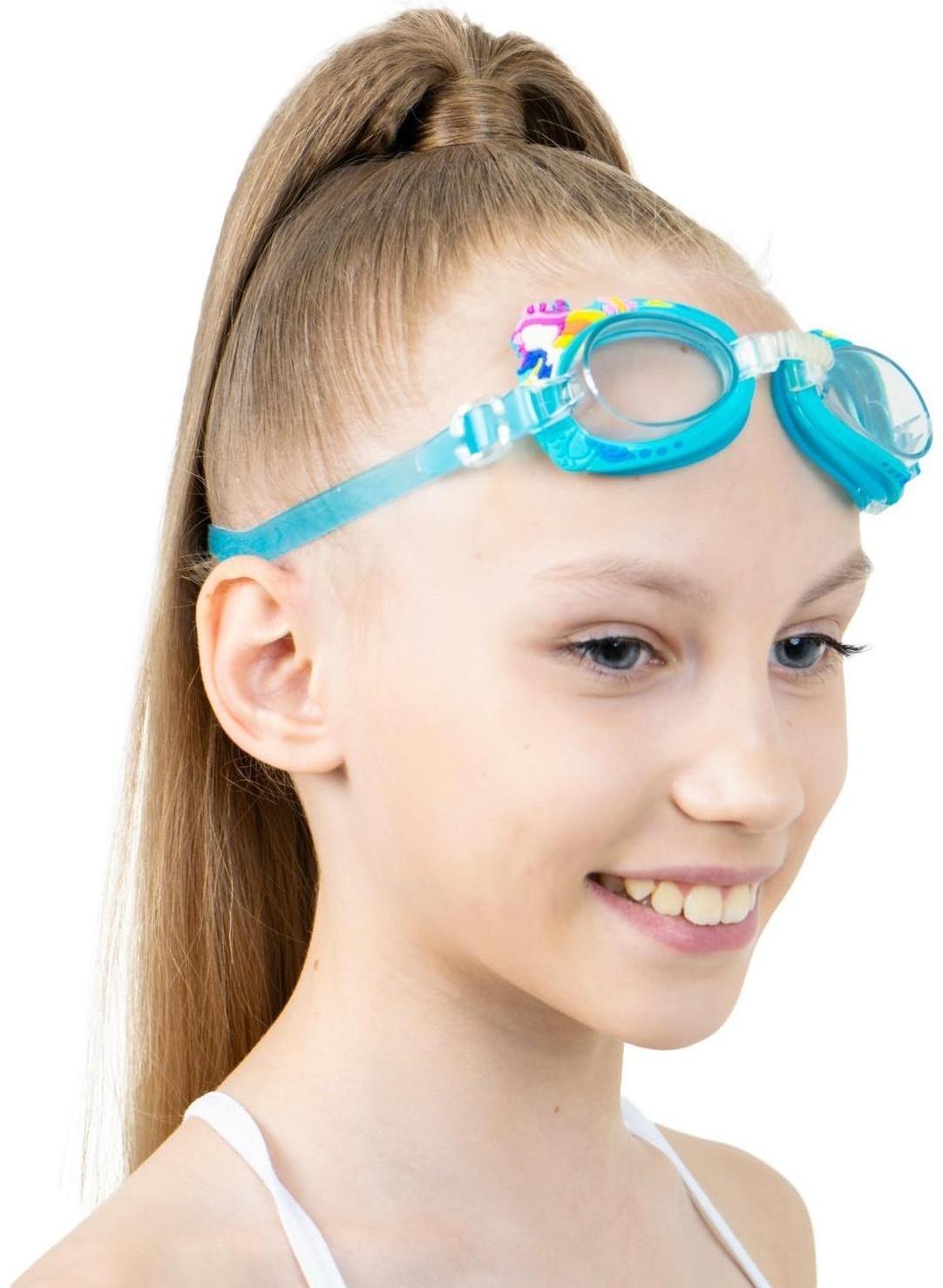 Очки для плавания «Русалки» + беруши, детские, цвет голубой