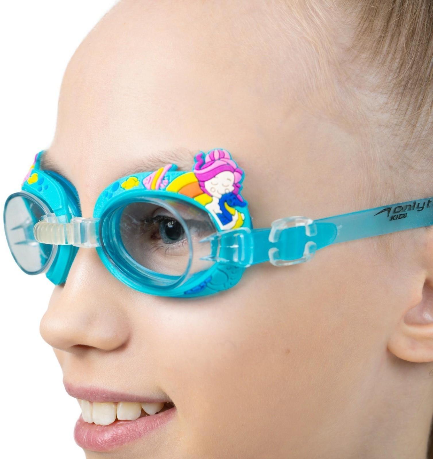 Очки для плавания «Русалки» + беруши, детские, цвет голубой