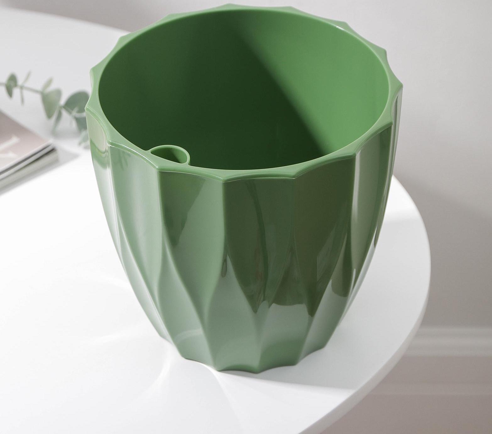 Кашпо для цветов со вставкой «Флюте», 3 л, цвет малахит