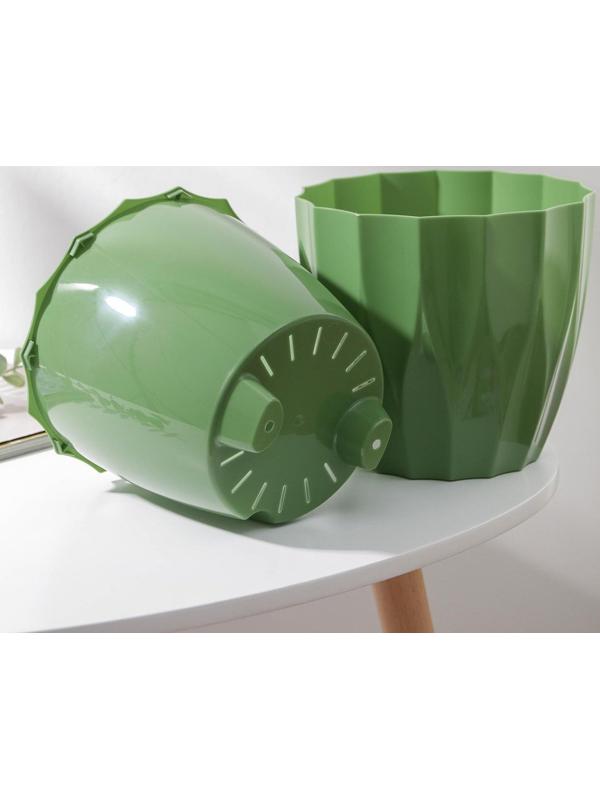 Кашпо для цветов со вставкой «Флюте», 3 л, цвет малахит