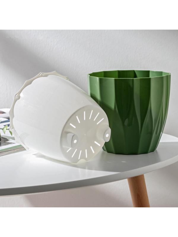 Кашпо для цветов со вставкой «Флюте», 3 л, цвет малахит