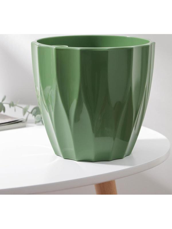 Кашпо для цветов со вставкой «Флюте», 3 л, цвет малахит