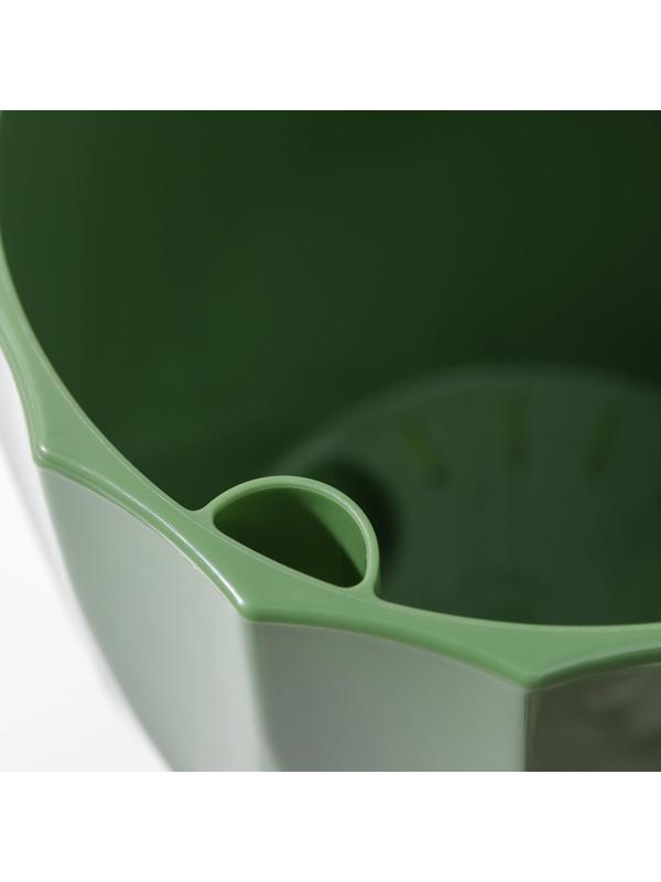 Кашпо для цветов со вставкой «Флюте», 3 л, цвет малахит