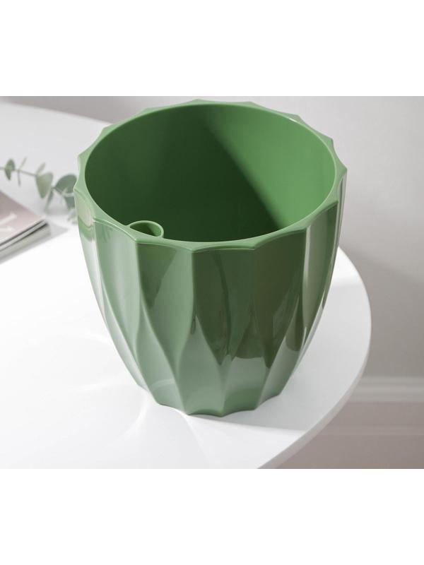 Кашпо для цветов со вставкой «Флюте», 3 л, цвет малахит