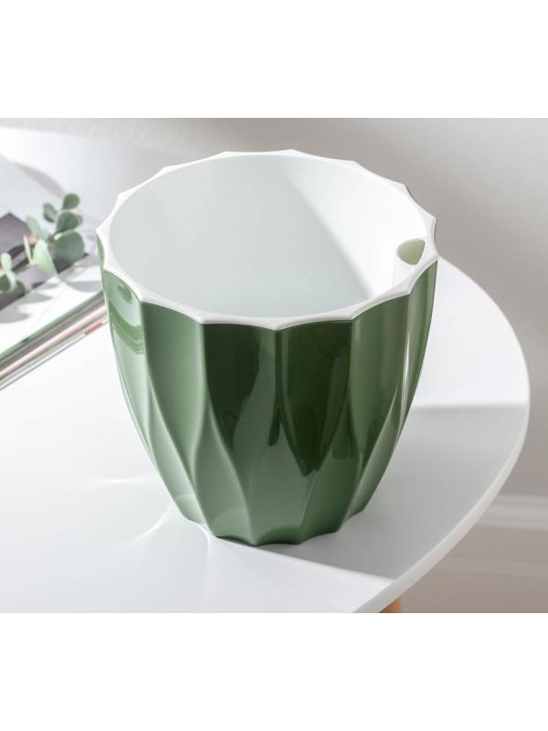 Кашпо для цветов со вставкой «Флюте», 3 л, цвет малахит