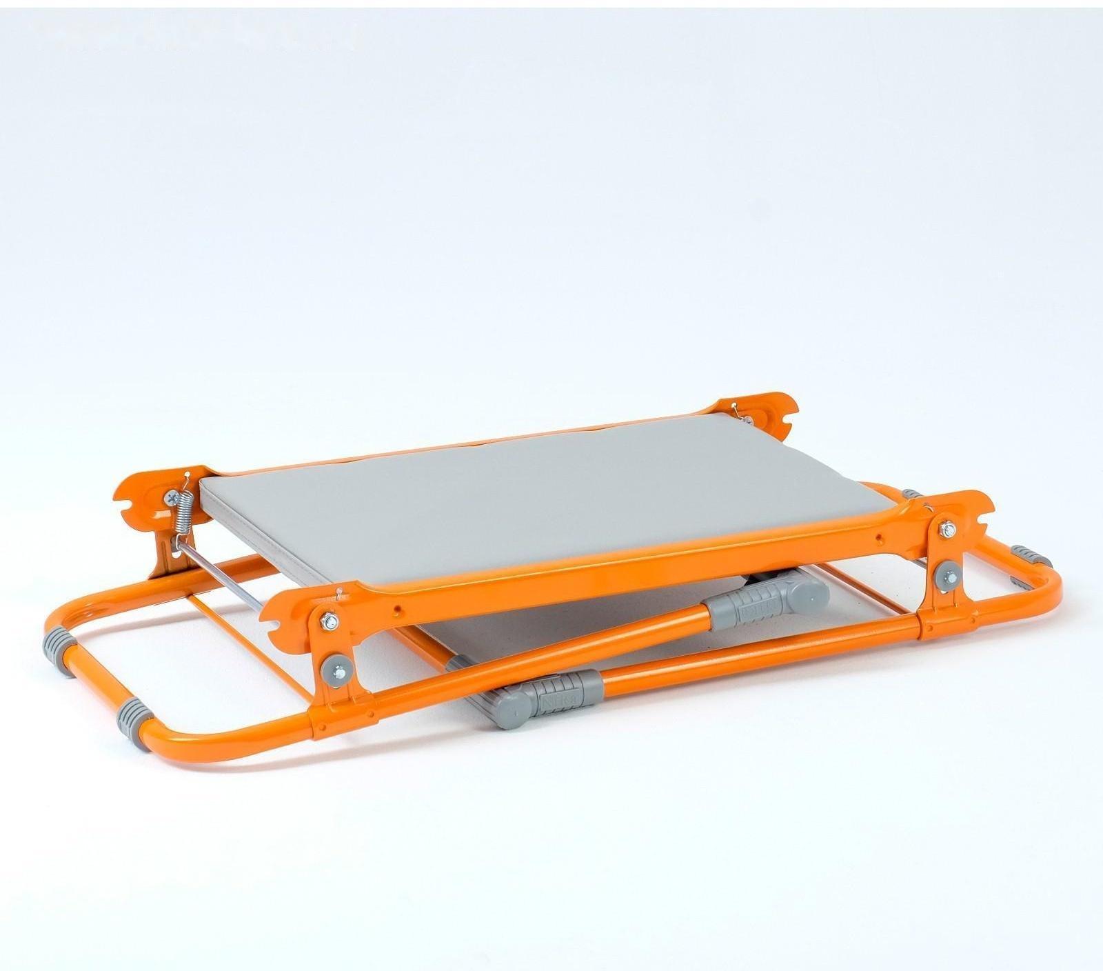 Скамейка-перевёртыш садовая складная 56х30х42,5 см, оранжевая, макс. нагр. 100 кг, с мягким