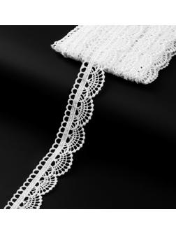 Кружево гипюровое, двухслойное, 25 мм × 6,8 ± 0,5 м, цвет белый