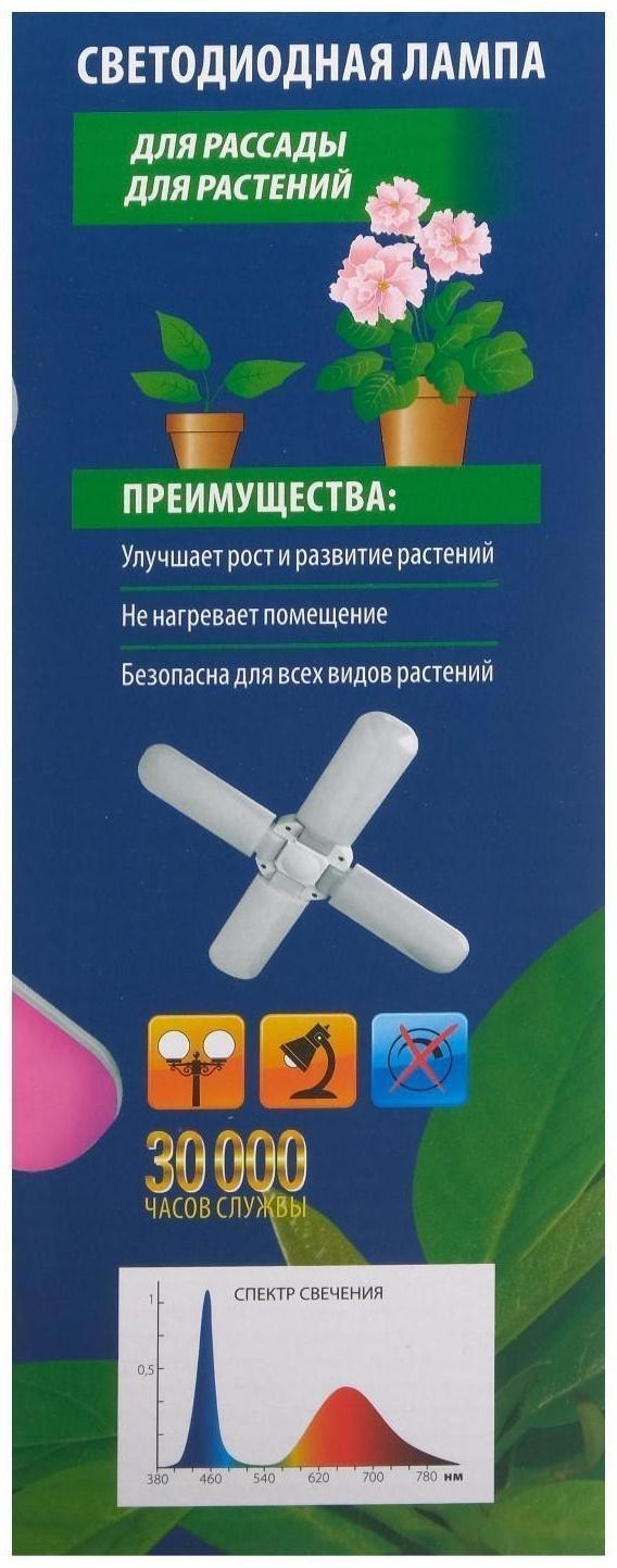 Фитолампа светодиодная Uniel, Р65, Е27, 32 Вт, 240 В, складная, мультиспектральная