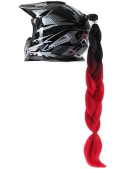 Коса на мотошлем, крепление присоской, 60 см, черно-красный