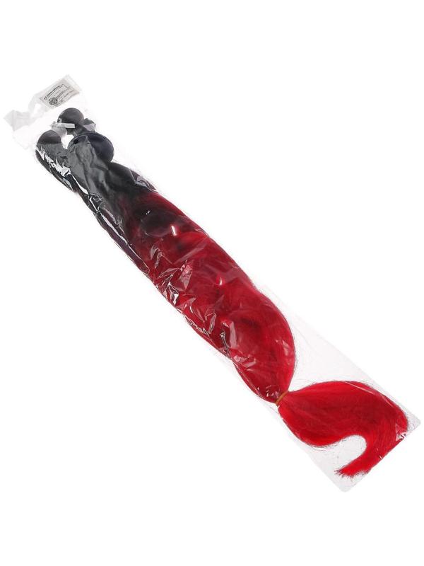 Коса на мотошлем, крепление присоской, 60 см, черно-красный