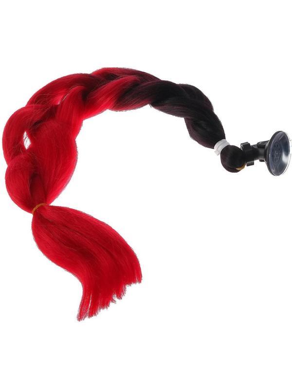 Коса на мотошлем, крепление присоской, 60 см, черно-красный