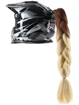 Коса на мотошлем, крепление присоской, 60 см, черно-белый