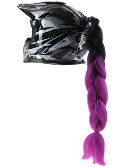 Коса на мотошлем, крепление присоской, 60 см, черно-фиолетовый