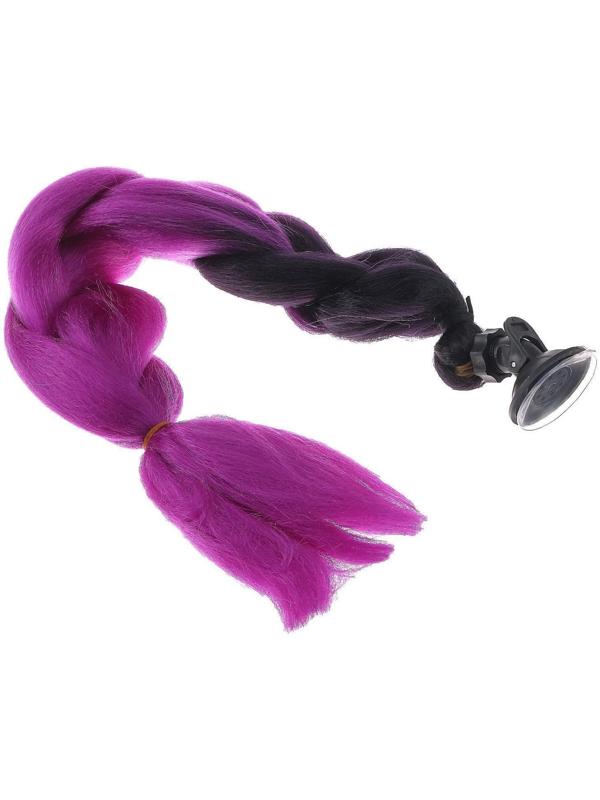 Коса на мотошлем, крепление присоской, 60 см, черно-фиолетовый