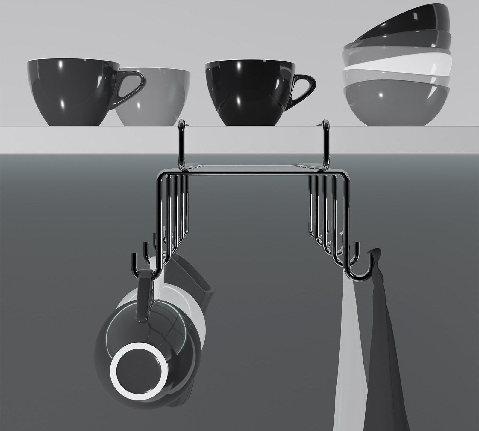 Держатель для чашек подвесной на 10 предметов, 17×24,5×10,5 см, цвет хром зеркальный