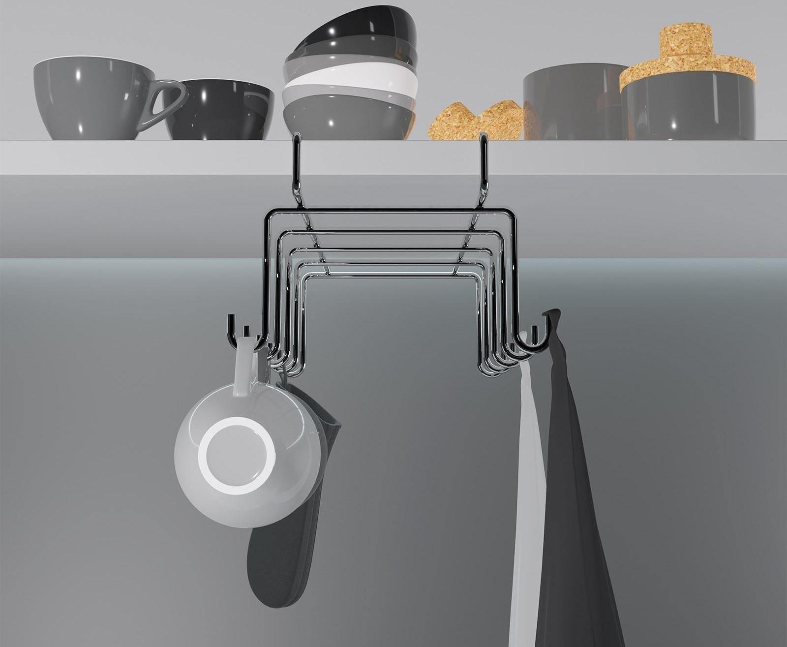 Держатель для чашек подвесной на 10 предметов, 17×24,5×10,5 см, цвет хром зеркальный