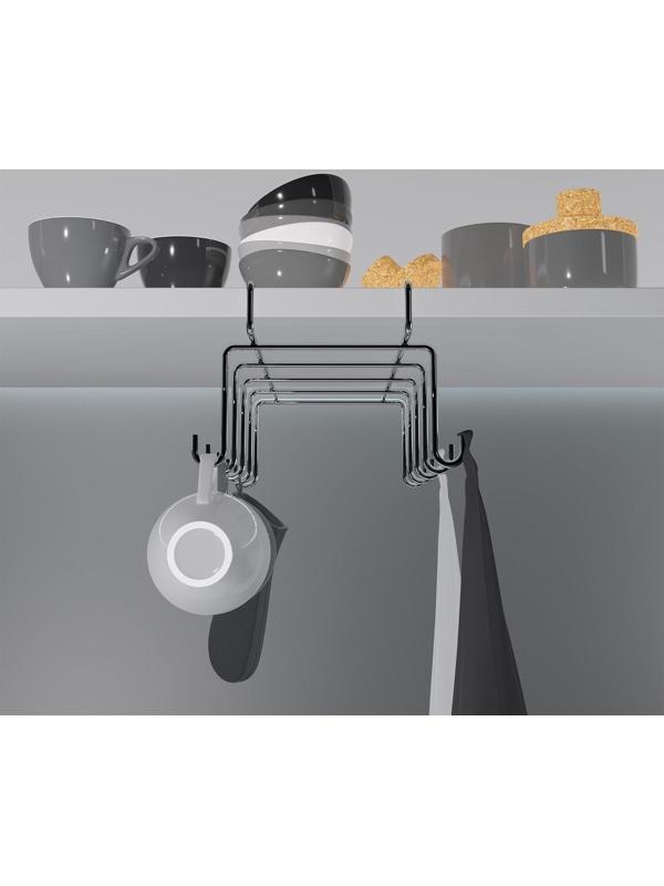 Держатель для чашек подвесной на 10 предметов, 17×24,5×10,5 см, цвет хром зеркальный