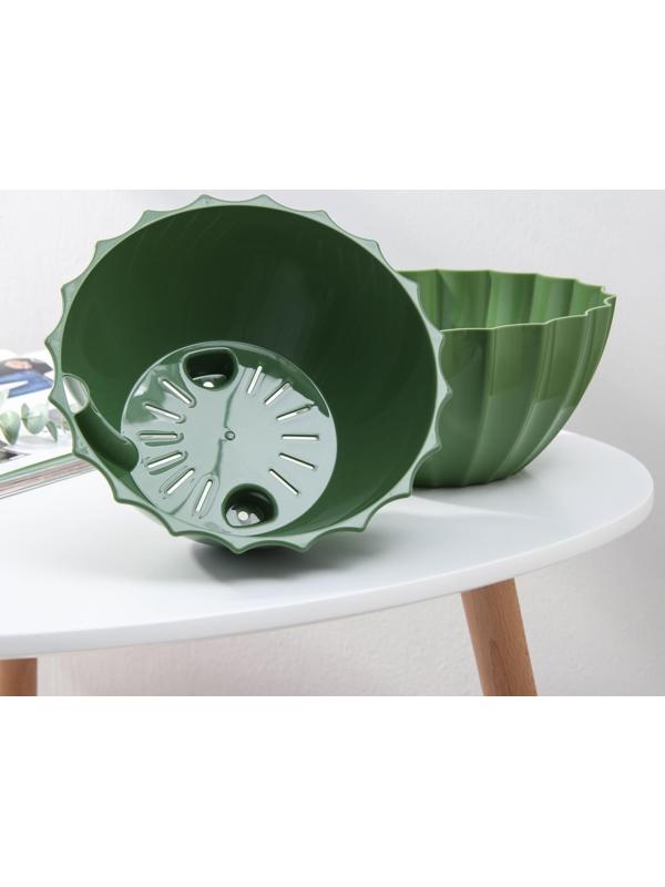 Кашпо для цветов с автополивом «Ракушка», 2,4 л, цвет зелёный