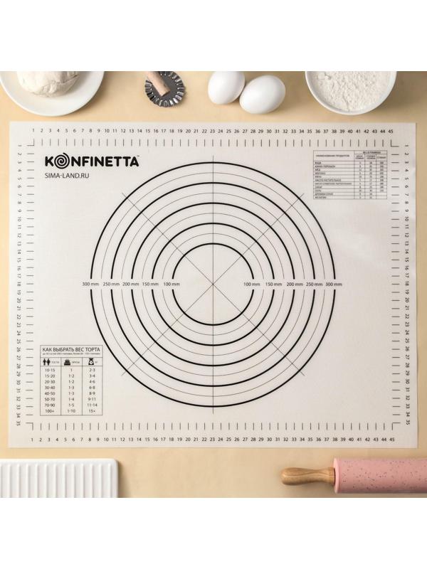 Силиконовый коврик с разлиновкой армированный KONFINETTA, 40×50 см, 0,44 мм, цвет белый