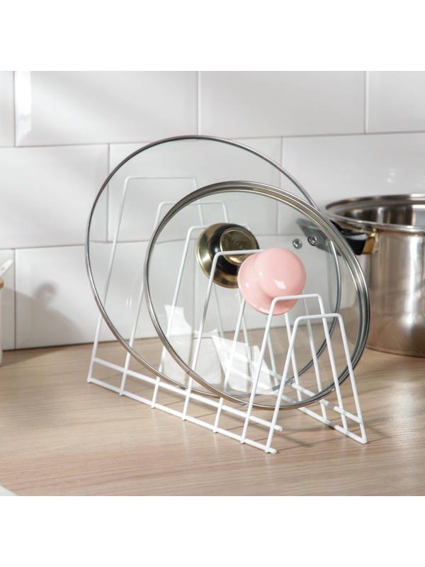 Подставка для крышек настольная, 6 отделений, 15×18,5×32 см, цвет белый