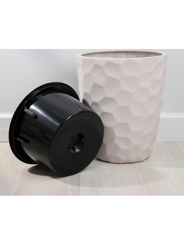 Кашпо для цветов со вставкой «Мозаика», 19,5 л (9 л), цвет кремовый